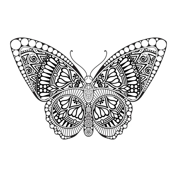 Vecteur papillon noir et blanc élément ligne art print design — Image vectorielle