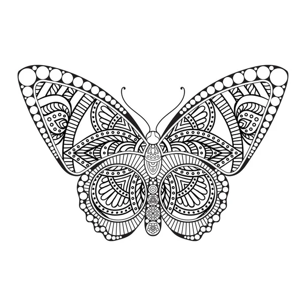 Vector mariposa blanco y negro elemento línea arte impresión diseño — Vector de stock