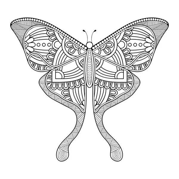 Vector mariposa blanco y negro elemento línea arte impresión diseño — Vector de stock