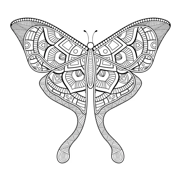Векторная бабочка черно-белый элемент линии художественной печати дизайн — стоковый вектор