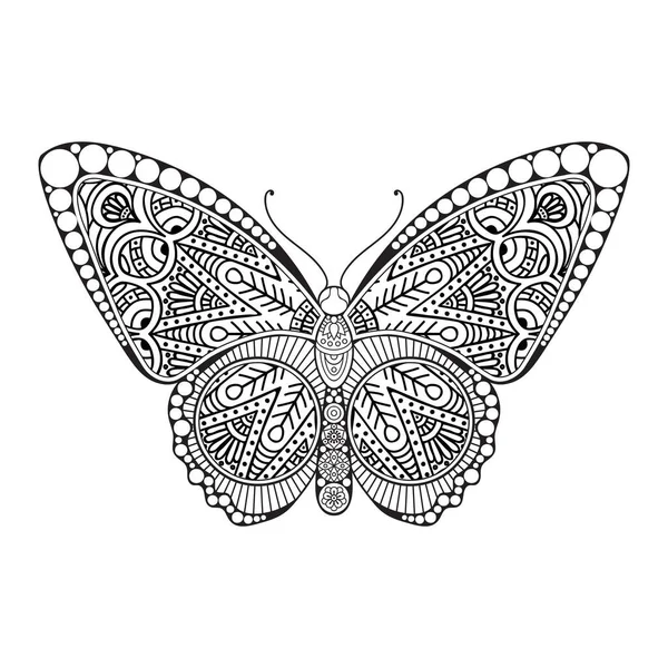 Vector mariposa blanco y negro elemento línea arte impresión diseño — Vector de stock