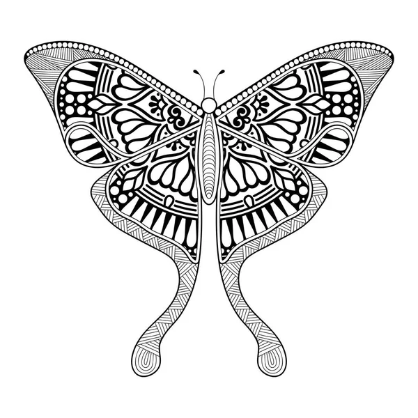 Vecteur papillon noir et blanc élément ligne art print design — Image vectorielle