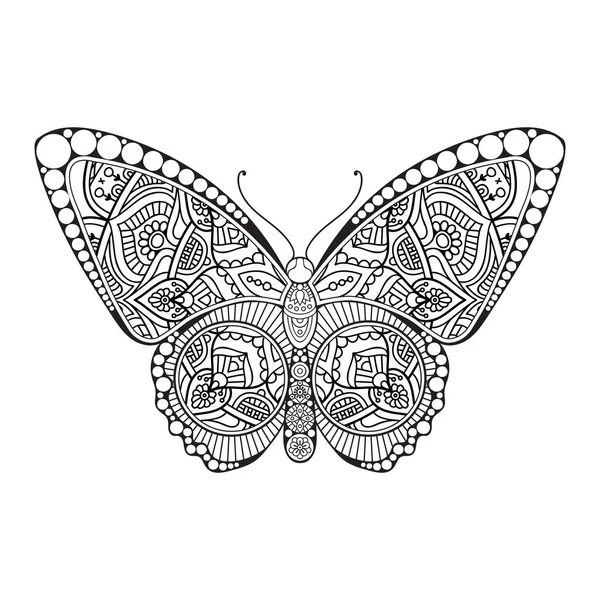 Vector mariposa blanco y negro elemento línea arte impresión diseño — Archivo Imágenes Vectoriales