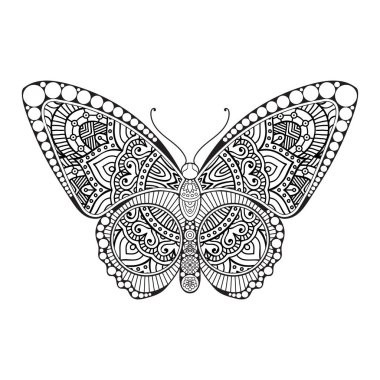 vektör kelebeği siyah beyaz element çizgi çizimi tasarımı
