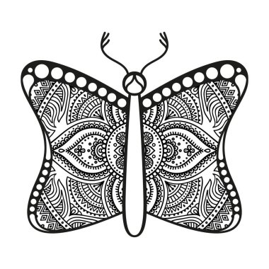 vektör kelebeği siyah beyaz element çizgi çizimi tasarımı
