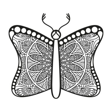 vektör kelebeği siyah beyaz element çizgi çizimi tasarımı