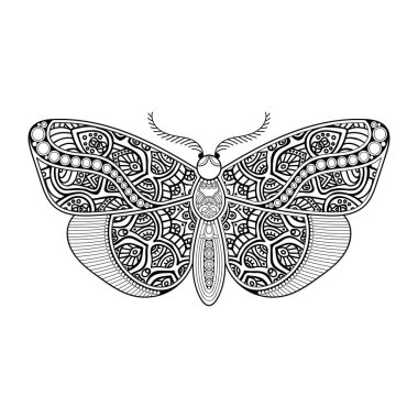 vektör kelebeği siyah beyaz element çizgi çizimi tasarımı