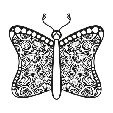vektör kelebeği siyah beyaz element çizgi çizimi tasarımı