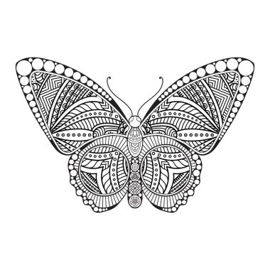 vektör kelebeği siyah beyaz element çizgi çizimi tasarımı