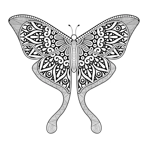 Stampa vettoriale farfalla bianco e nero elemento linea art design — Vettoriale Stock