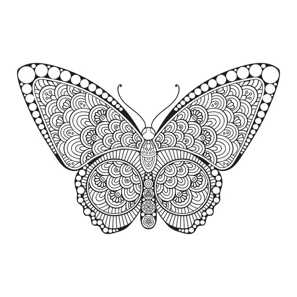 Wektor motyl czarny i biały element linia druk artystyczny projekt — Wektor stockowy