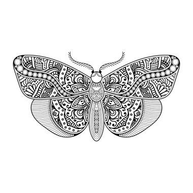 vektör kelebeği siyah beyaz element çizgi çizimi tasarımı