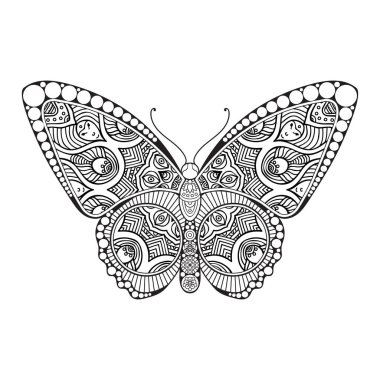 vektör kelebeği siyah beyaz element çizgi çizimi tasarımı
