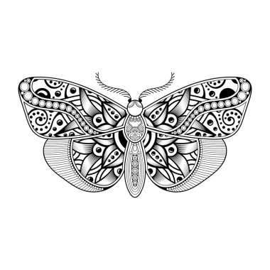 vektör kelebeği siyah beyaz element çizgi çizimi tasarımı