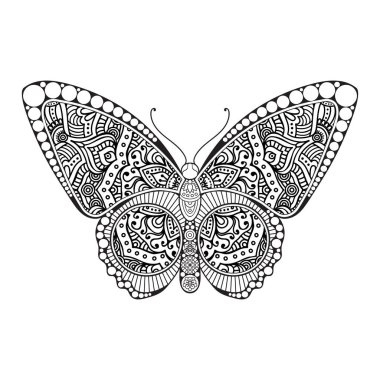 vektör kelebeği siyah beyaz element çizgi çizimi tasarımı