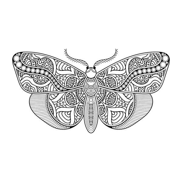 Wektor motyl czarny i biały element linia druk artystyczny projekt — Wektor stockowy