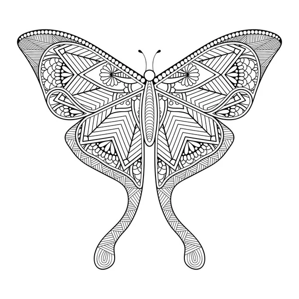 Vector mariposa blanco y negro elemento línea arte impresión diseño — Vector de stock