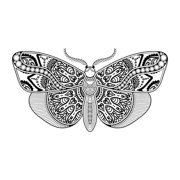 Vector mariposa blanco y negro elemento línea arte impresión diseño — Archivo Imágenes Vectoriales