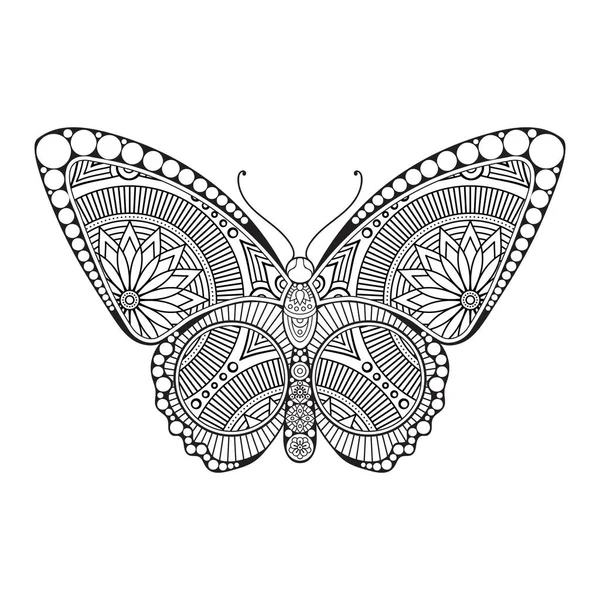 Vector mariposa blanco y negro elemento línea arte impresión diseño — Vector de stock