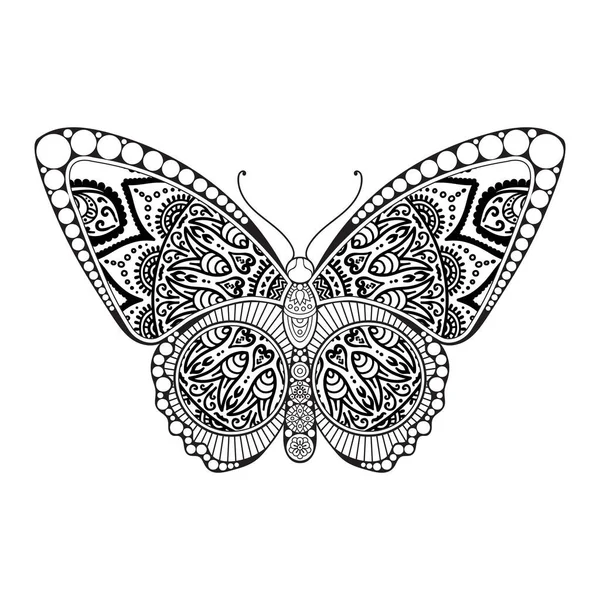 Vector mariposa blanco y negro elemento línea arte impresión diseño — Vector de stock