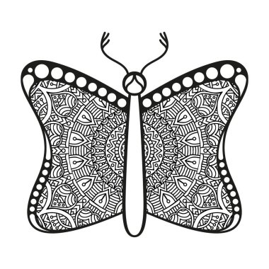 vektör kelebeği siyah beyaz element çizgi çizimi tasarımı
