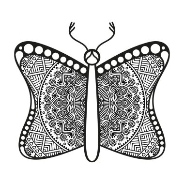 vektör kelebeği siyah beyaz element çizgi çizimi tasarımı