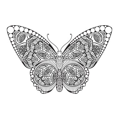 vektör kelebeği siyah beyaz element çizgi çizimi tasarımı