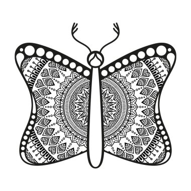vektör kelebeği siyah beyaz element çizgi çizimi tasarımı