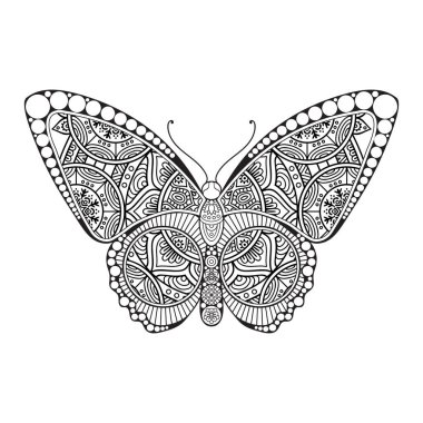 vektör kelebeği siyah beyaz element çizgi çizimi tasarımı