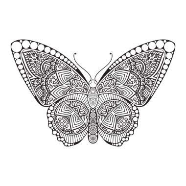 vektör kelebeği siyah beyaz element çizgi çizimi tasarımı