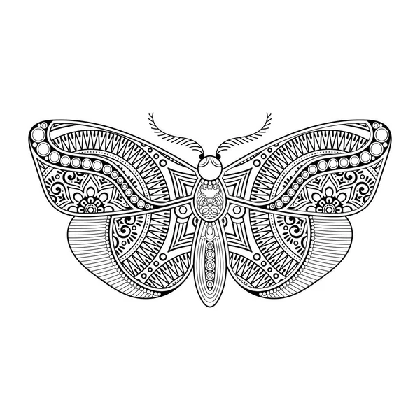 Vector mariposa blanco y negro elemento línea arte impresión diseño — Archivo Imágenes Vectoriales