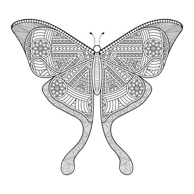 vektör kelebeği siyah beyaz element çizgi çizimi tasarımı