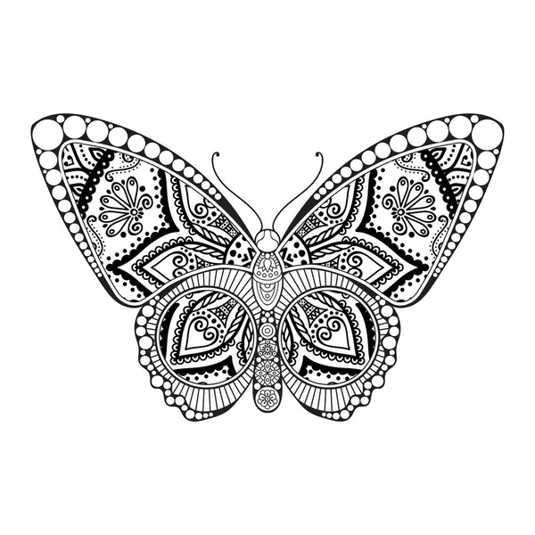 Vector mariposa blanco y negro elemento línea arte impresión diseño — Vector de stock