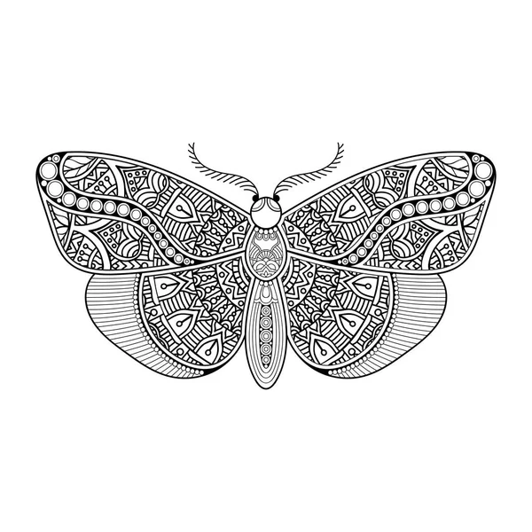 Διάνυσμα πεταλούδα μαύρο και άσπρο στοιχείο γραμμή τέχνης σχέδιο εκτύπωσης — Διανυσματικό Αρχείο