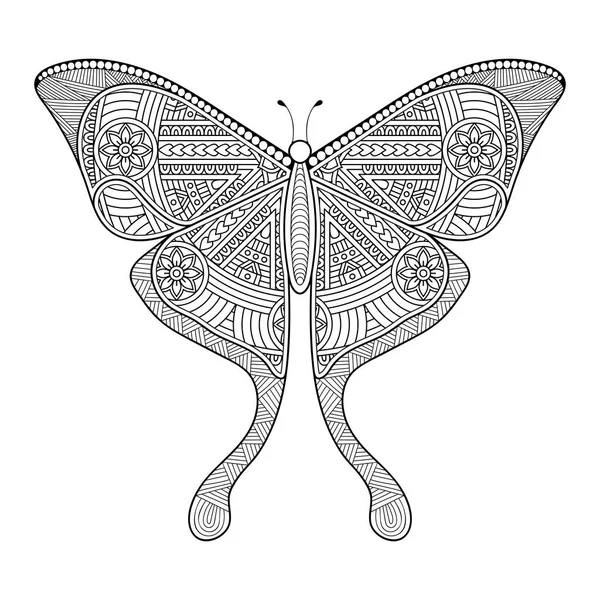 Stampa vettoriale farfalla bianco e nero elemento linea art design — Vettoriale Stock