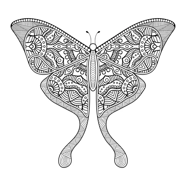 Vektor motýl černobílý prvek čára výtvarný design — Stockový vektor