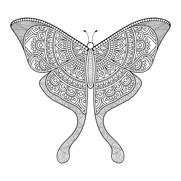 Vector mariposa blanco y negro elemento línea arte impresión diseño — Vector de stock