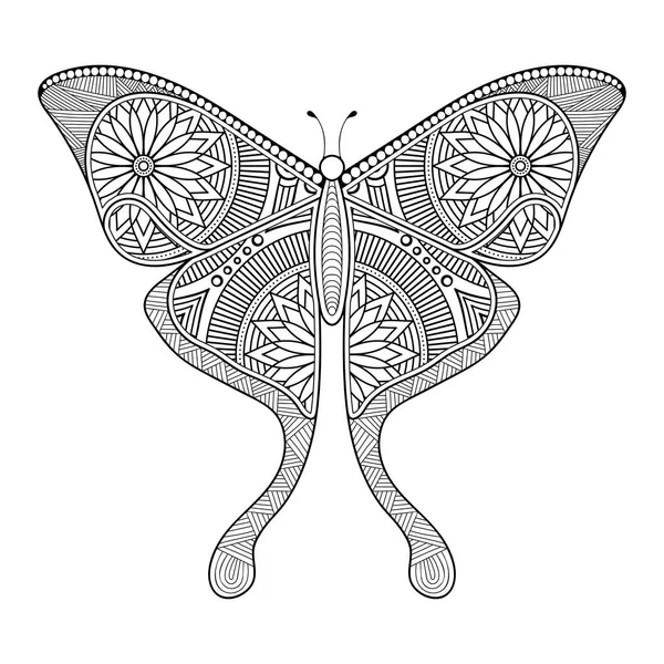 벡터 나비검은 색 과 흰색 원소 선 미술 무늬 — 스톡 벡터
