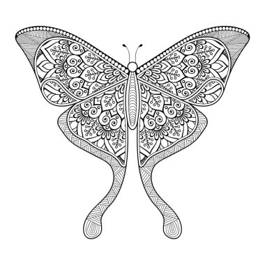 vektör kelebeği siyah beyaz element çizgi çizimi tasarımı 