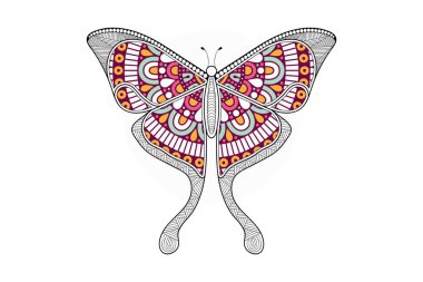 vektör kelebeği siyah beyaz element çizgi çizimi tasarımı