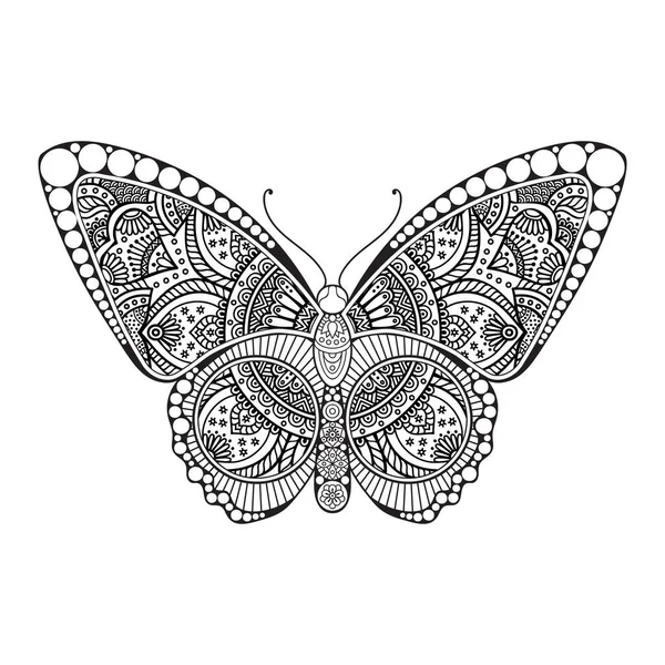 Vecteur papillon noir et blanc élément ligne art print design — Image vectorielle