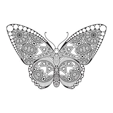 vektör kelebeği siyah beyaz element çizgi çizimi tasarımı