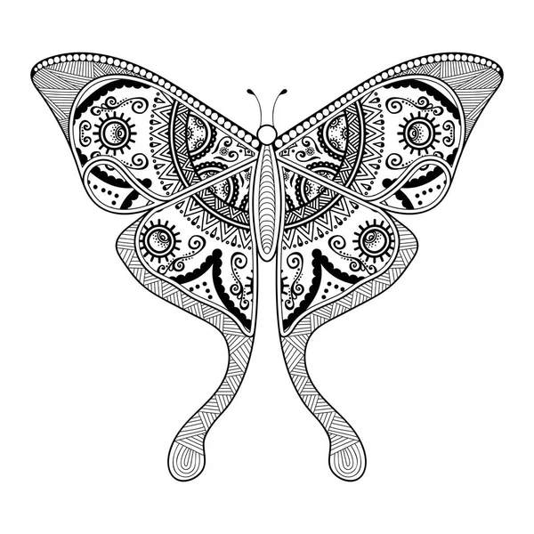 Vector mariposa blanco y negro elemento línea arte impresión diseño — Vector de stock