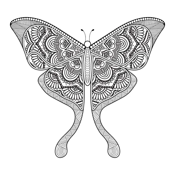 Vektör kelebeği siyah beyaz element çizgi çizimi tasarımı Telifsiz Stok Vektörler