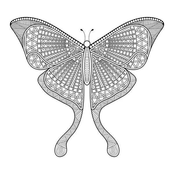 벡터 나비검은 색 과 흰색 원소 선 미술 무늬 — 스톡 벡터