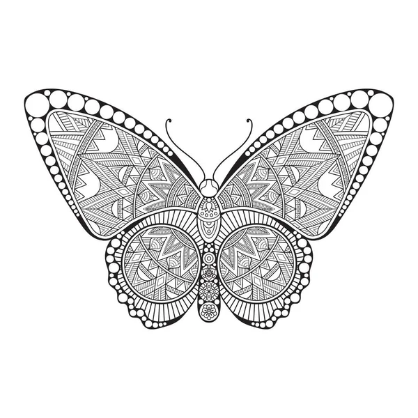 Vecteur papillon noir et blanc élément ligne art print design — Image vectorielle