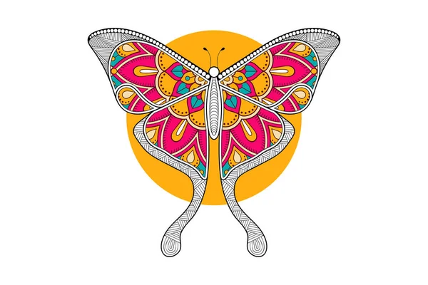 Vecteur papillon noir et blanc élément ligne art print design — Image vectorielle