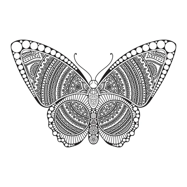 Vector mariposa blanco y negro elemento línea arte impresión diseño — Archivo Imágenes Vectoriales