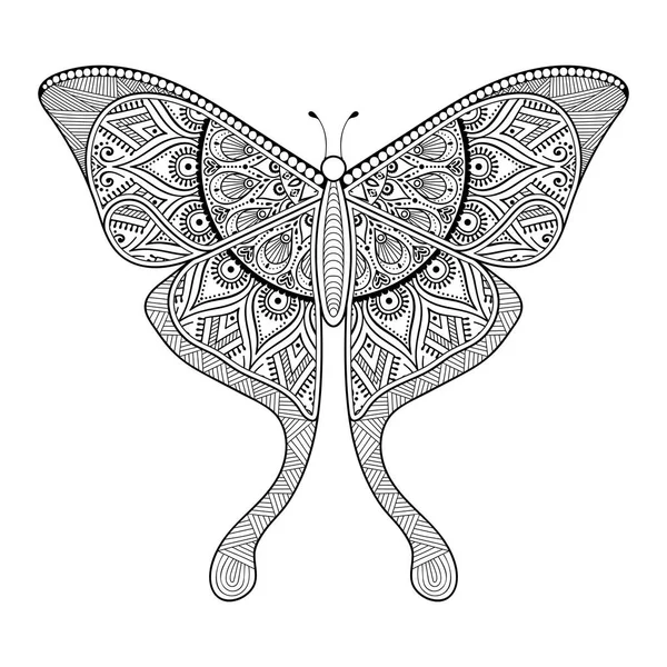 Vector mariposa blanco y negro elemento línea arte impresión diseño — Archivo Imágenes Vectoriales