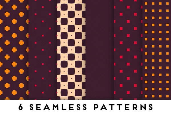 幾何学的な要素を持つカラフルなシームレスなパターンコレクション — ストックベクタ